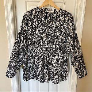 Calvin Klein scribble black & white button up, 1X